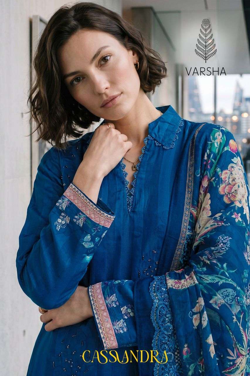 VARSHA FASHION CASSANDRA VISCOSE MUSLIN FANCY WORK HANDWORK SUIT WHOLESALER 