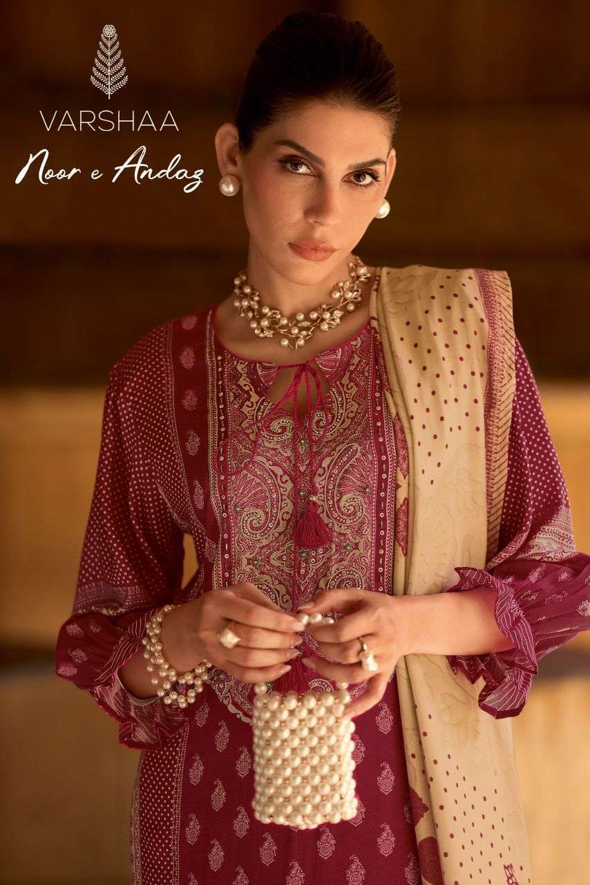 VARSHA FASHION NOOR E ANDAZ FANCY PRINT EMBROIDERED SALWER KAMEEZ BEST RATE 