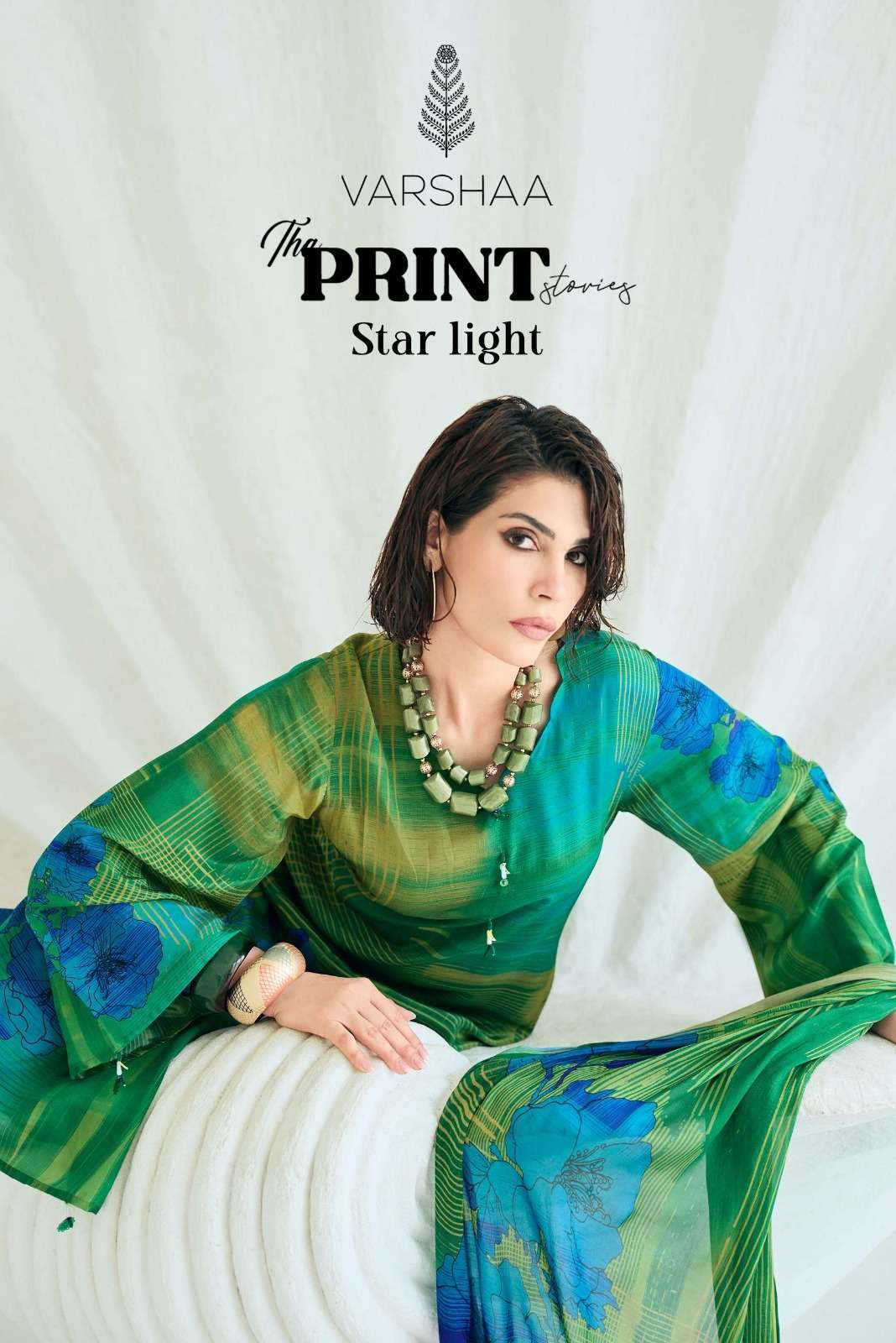 VARSHA FASHION THE PRINT STAR LIGHT VISCOSE CREPE FANCY DESIGNER WORK SALWER KAMEEZ 