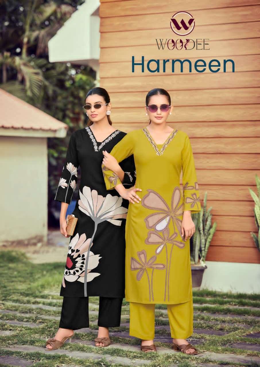 WOODEE HARMEEN CASUAL WEAR KURTI BOTTOM SET CATALOG EXPORTERS