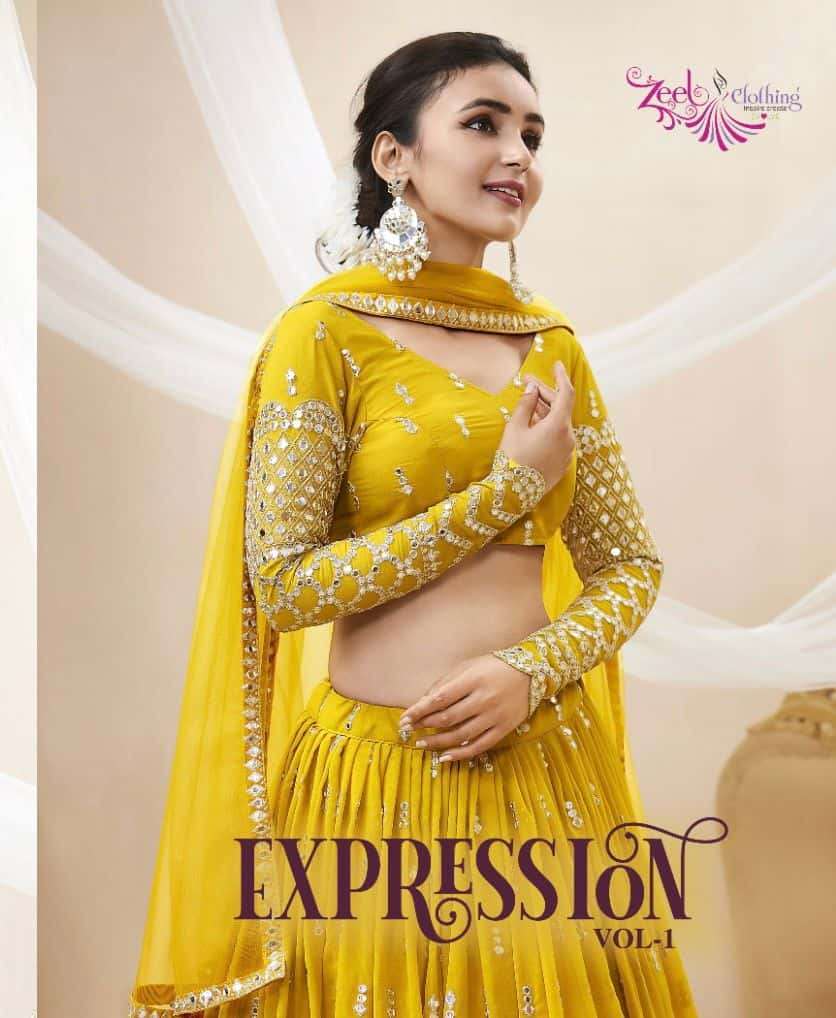 ZEEL CLOTHING EXPRESSION VOL 1 301 TO 311 GEORGETTE DESIGNER LEHNGA CHOLI COLLECTION EXPORTERS 