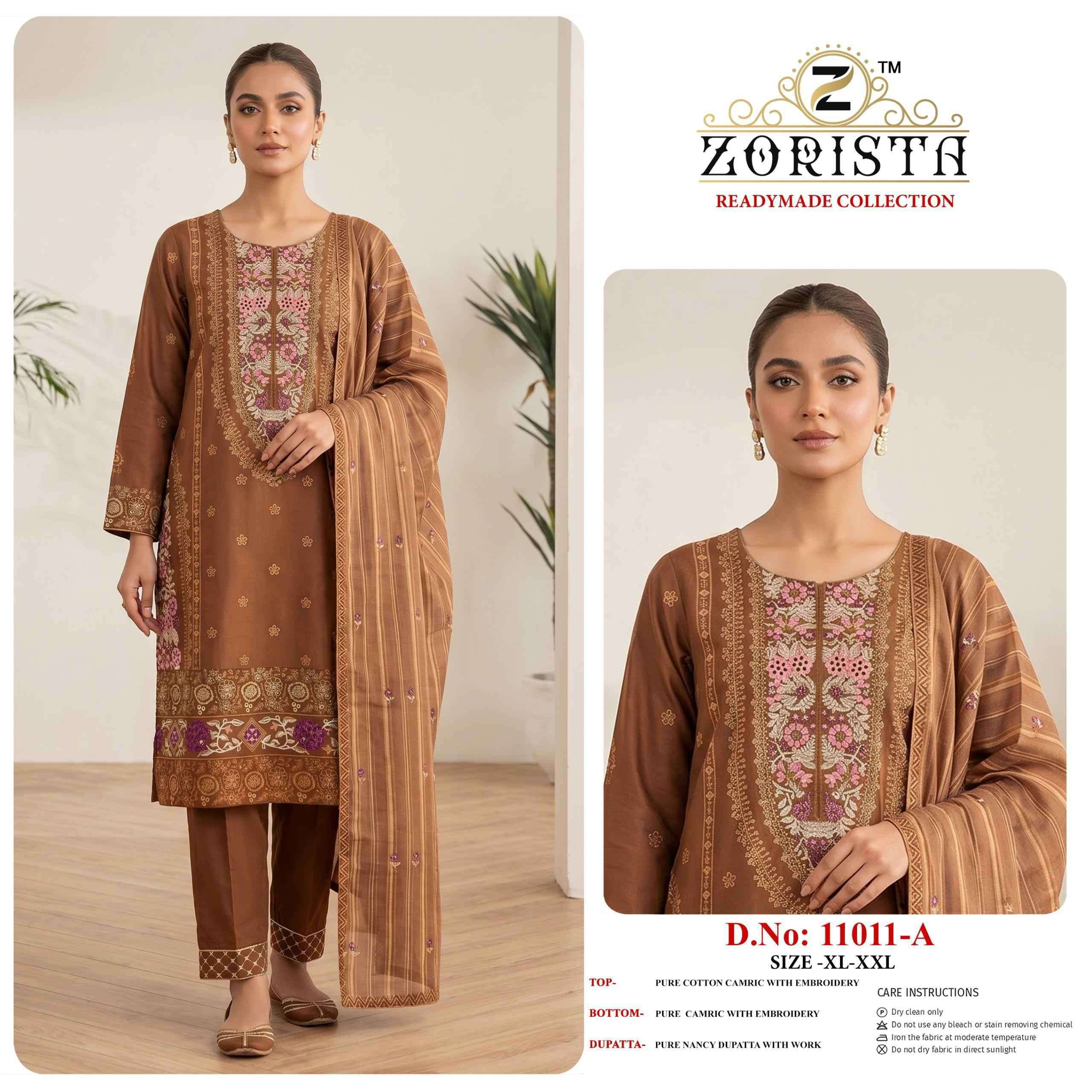 ZORISTA 11011 COLORS READYMADE COTTON SUIT WHOLESALER 