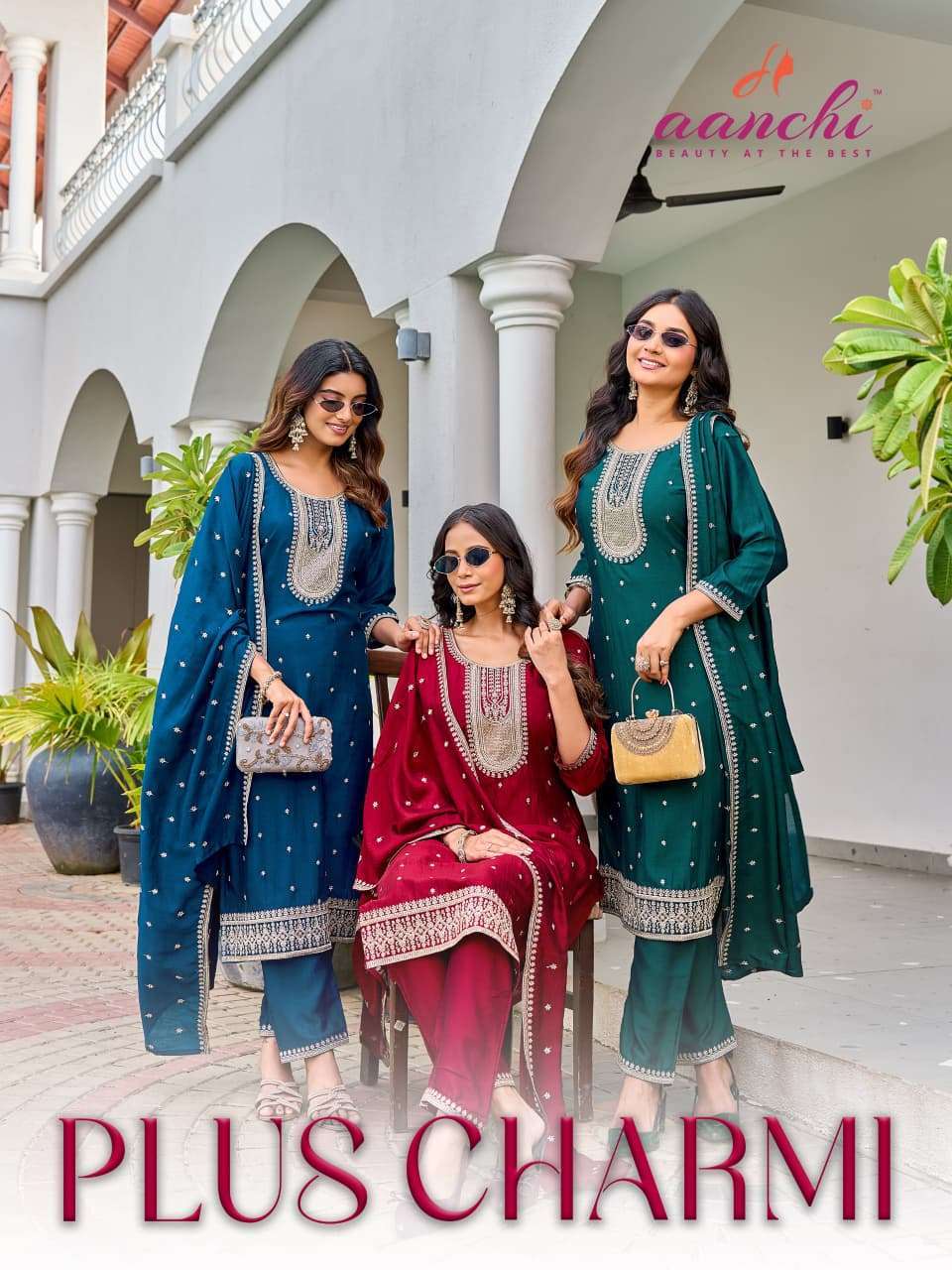 AANCHI PLUS CHARMI READYMADE DESIGNER 3 PIECE SUIT EXPORTERS 2026