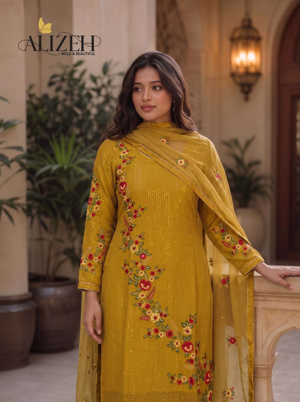ALIZEH 7102 TO 7105 GEORGETTE THREAD WORK READYMADE EMBROIDERED SALWER KAMEEZ BEST RATE 