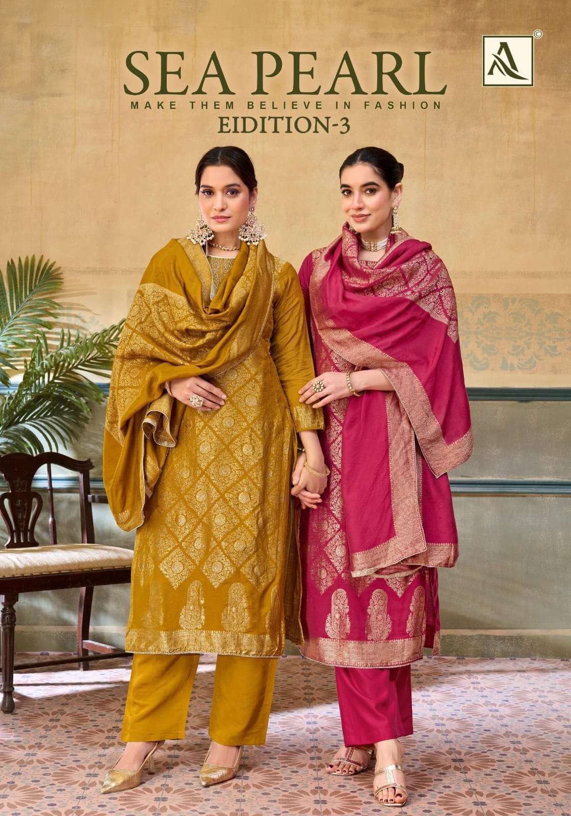 ALOK SUIT SEA PEARL EDITION 3 DESIGNER MUSLIN JACQUARD SUIT WHOLESALER 2026