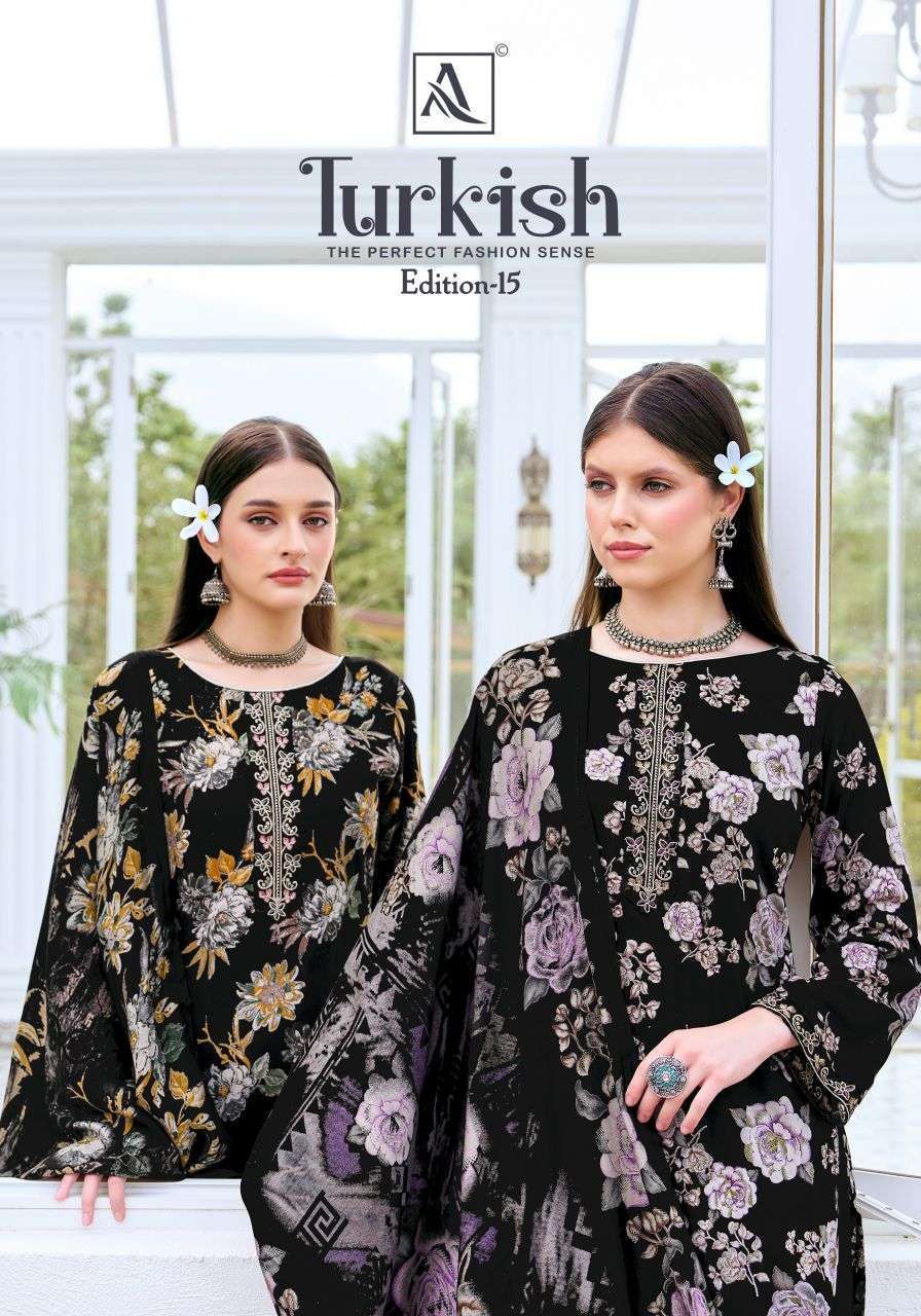 ALOK SUIT TURKISH VOL 15 VISCOSE RAYON SALWER KAMEEZ BEST RATE DEALER 