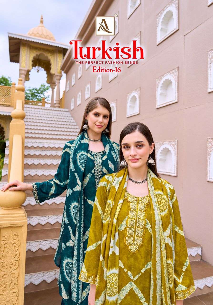 ALOK SUIT TURKISH VOL 16 VISCOSE RAYON SALWER KAMEEZ BEST RATE DEALER 