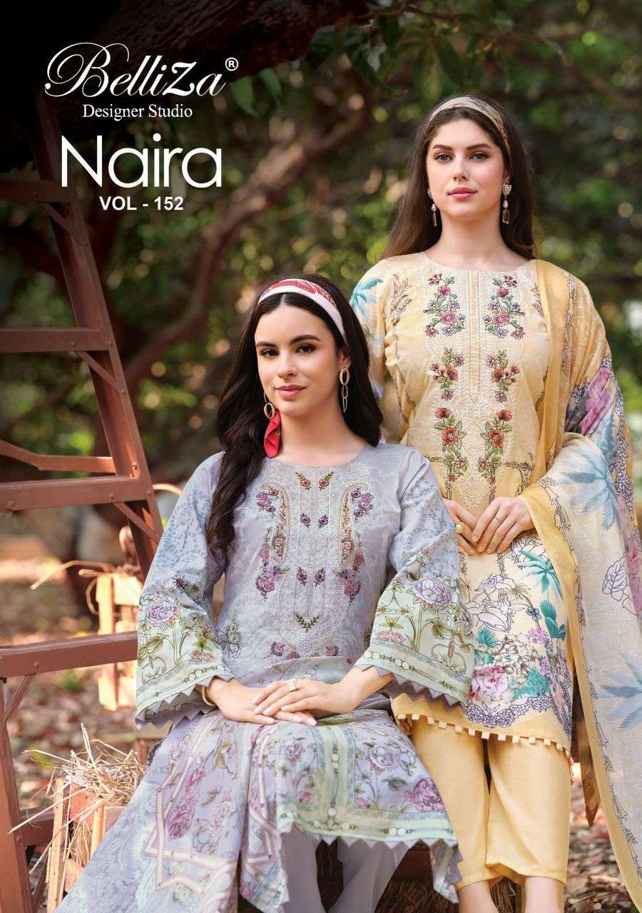 BELLIZA DESIGNER NAIRA VOL 152 SELF EMBROIDERED COTTON SALWER KAMEEZ BEST RATE 