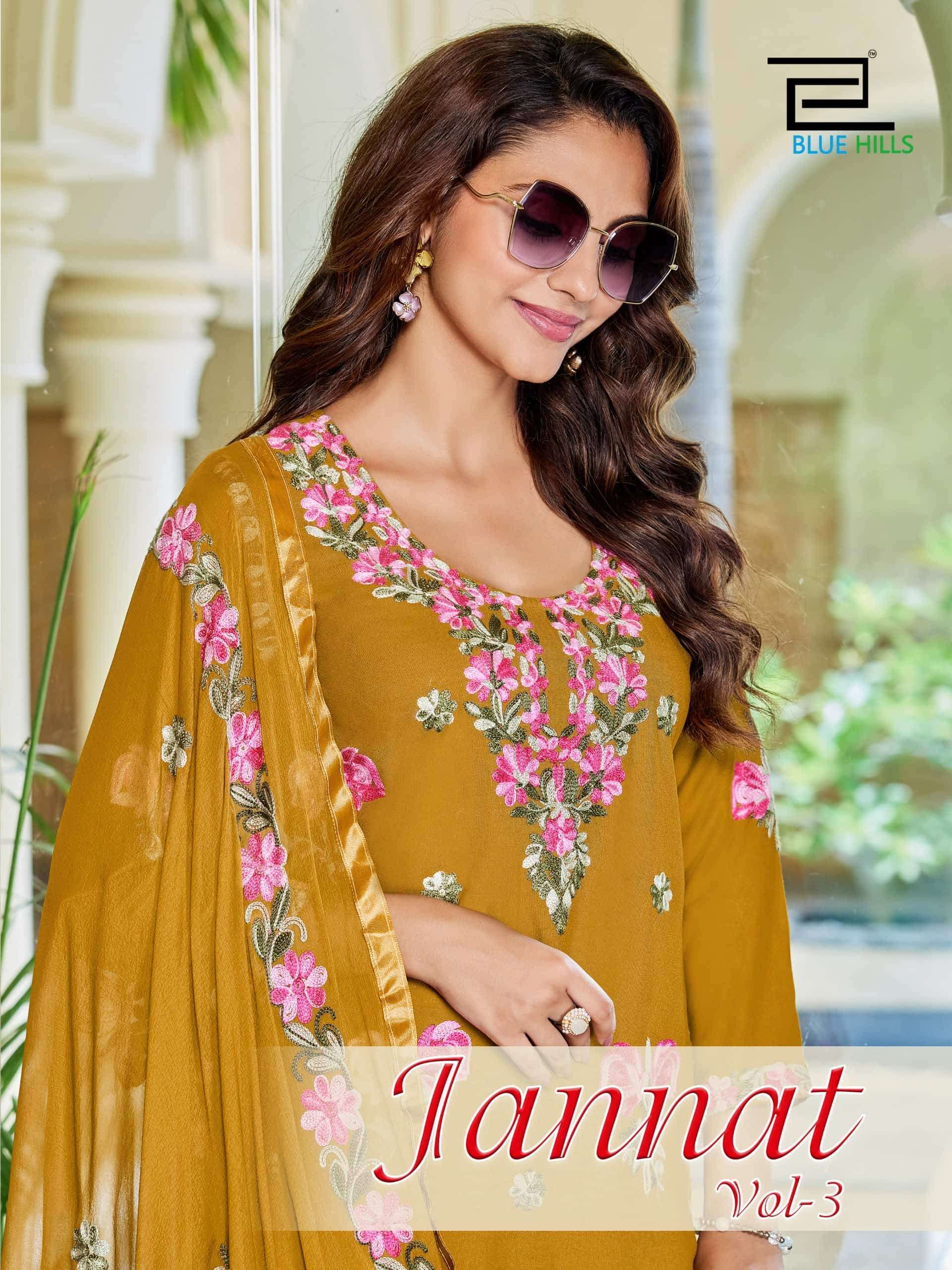 BLUE HILLS JANNAT VOL 3 PREMIUM 3 PIECE PALAZOO SET WHOLESALER 2026