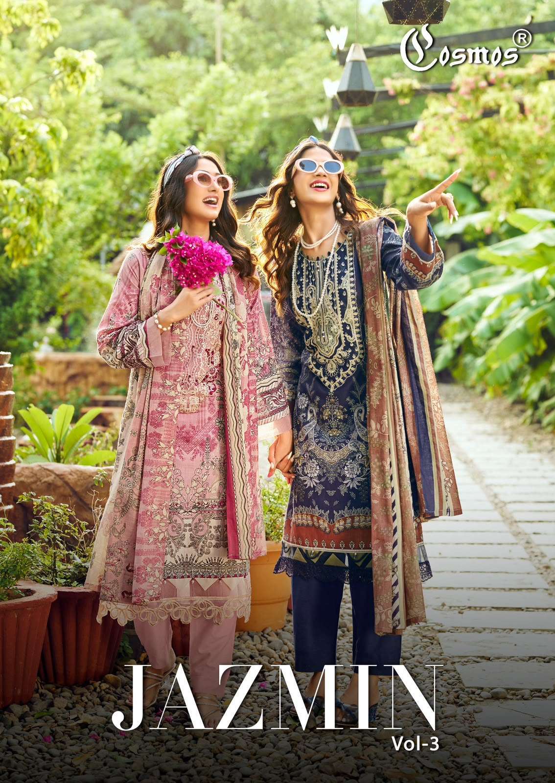 COSMOS JAZMIN VOL 3 LAWN COTTON PATCH WORK DESIGNER SALWER KAMEEZ BEST RATE 