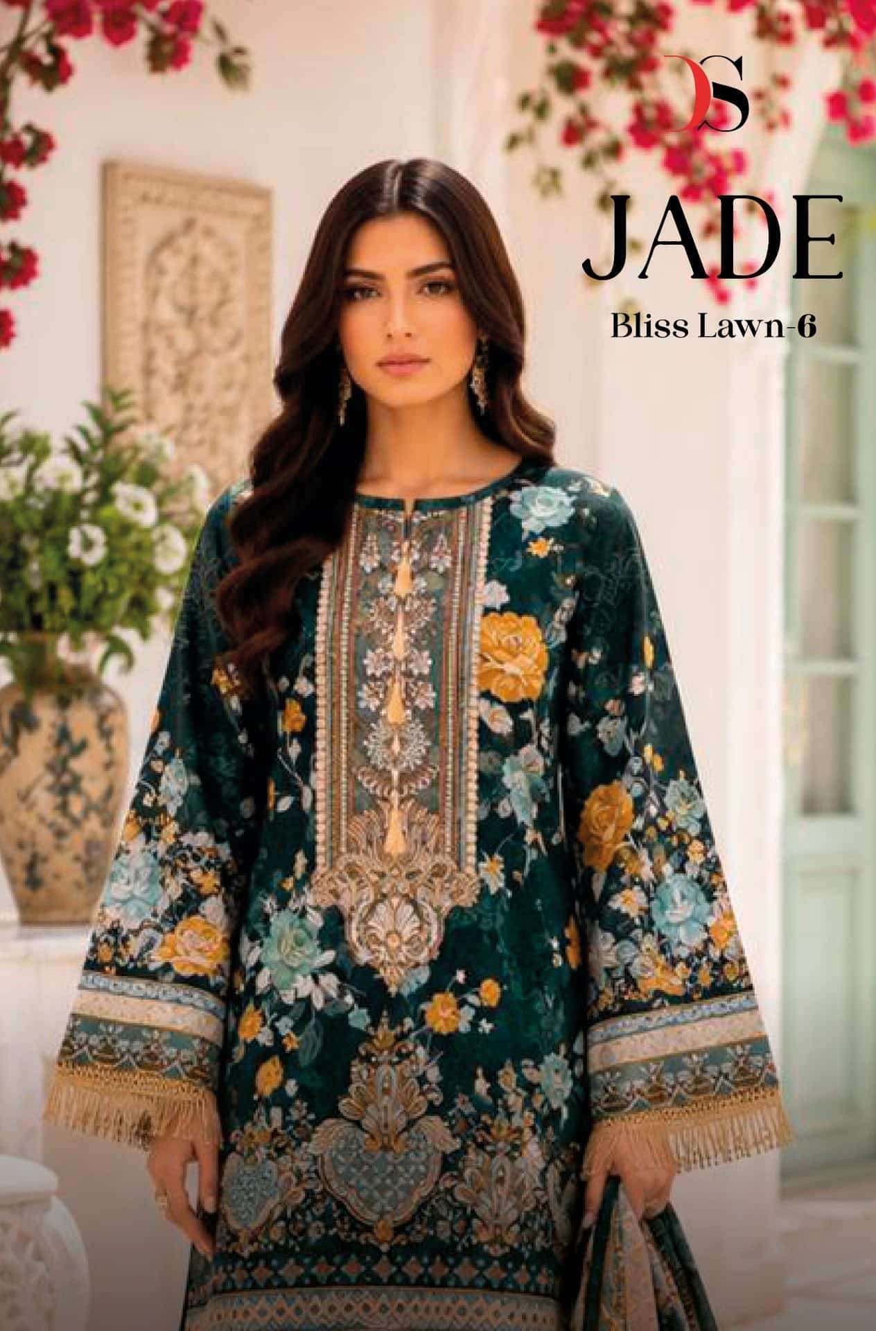 DEEPSY SUIT JADE BLISS LAWN VOL 6 PATCH WORK PAKISTANI SUIT WHOLESALER 2026