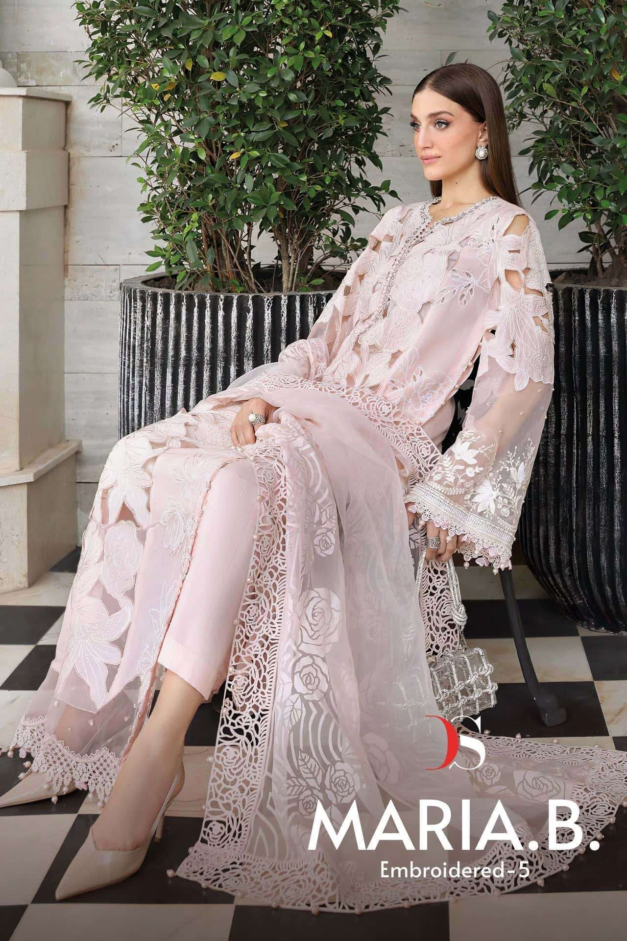 DEEPSY SUIT MARIA B EMBROIDERED VOL 5 PURE COTTON SELF EMBROIDERY SUIT WHOLESALER BEST RATE 
