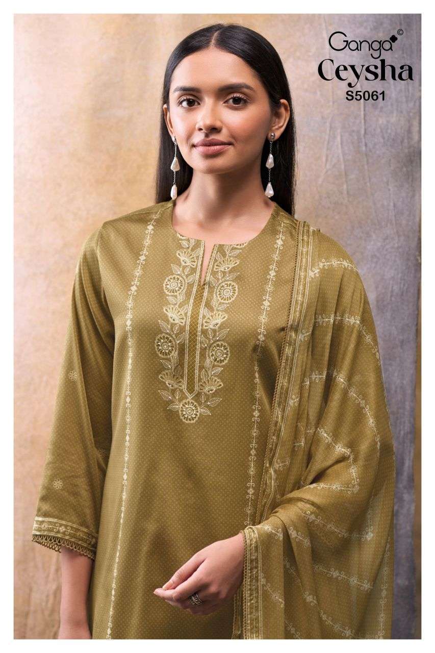 GANGA CEYSHA 5061 FANCY HAND WORK COTTON SATIN SALWER KAMEEZ BEST RATE 