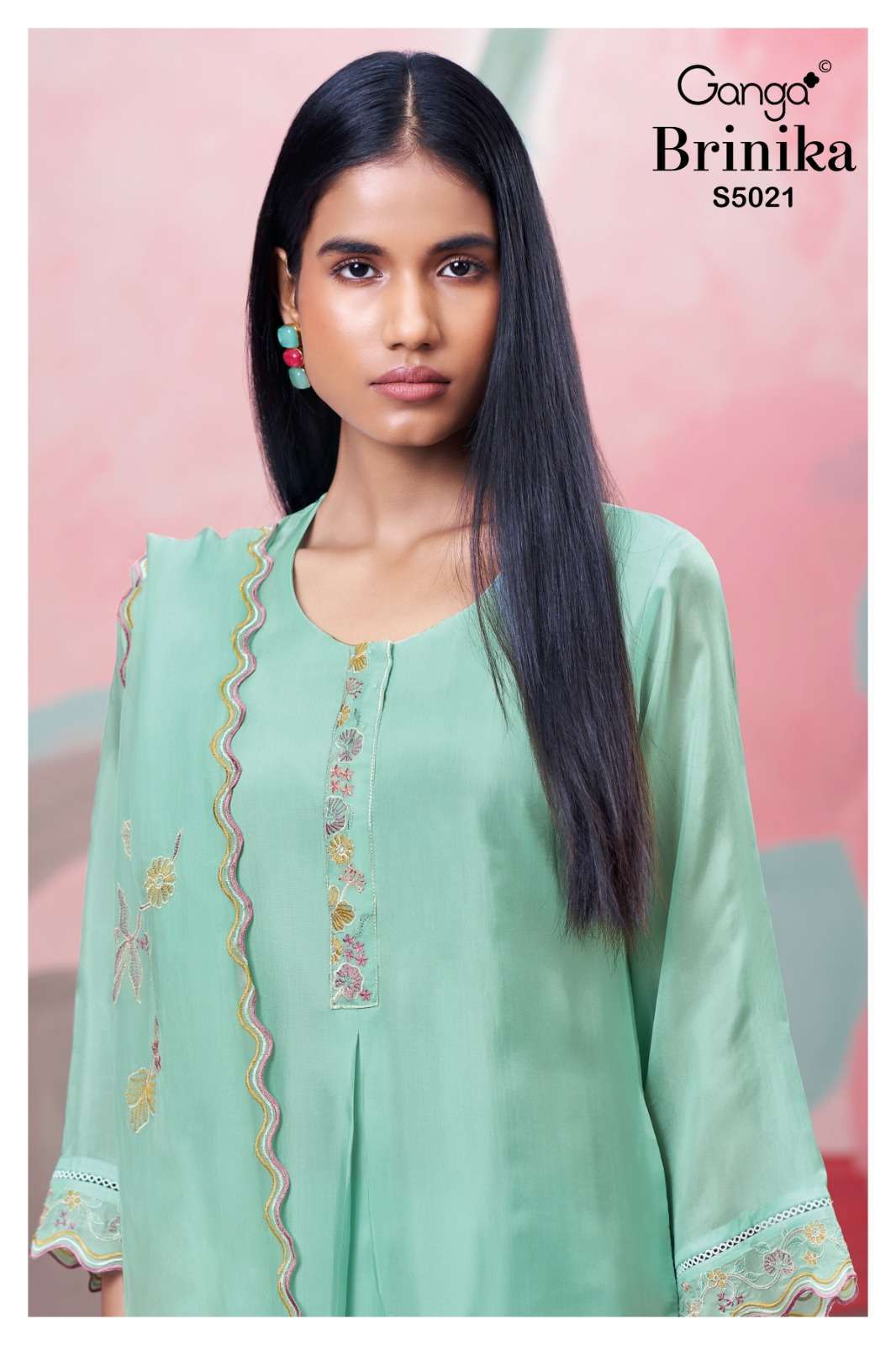 GANGA FASHION BRINIKA 5021 COLORS EMBROIDERED HABUTAI SILK SALWER KAMEEZ BEST RATE 