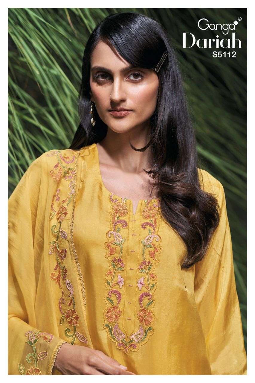 GANGA FASHION DARIAH 5112 BEMBERG HABUTI EMBROIDERY SALWER KAMEEZ BEST RATE 