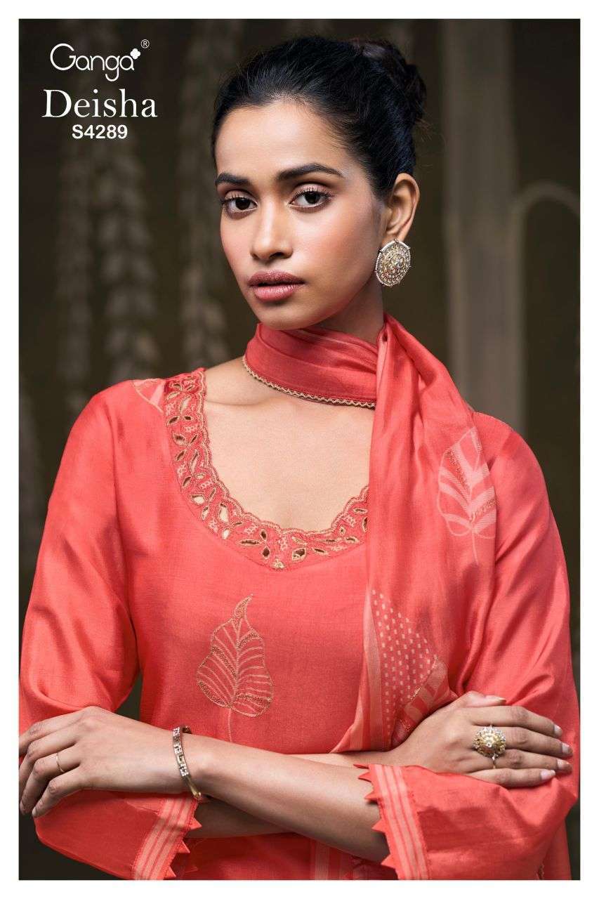 GANGA FASHION DEISHA 4289 BEMBERG RUSSIAN SILK HAND EMBROIDERED SALWER KAMEEZ BEST RATE 