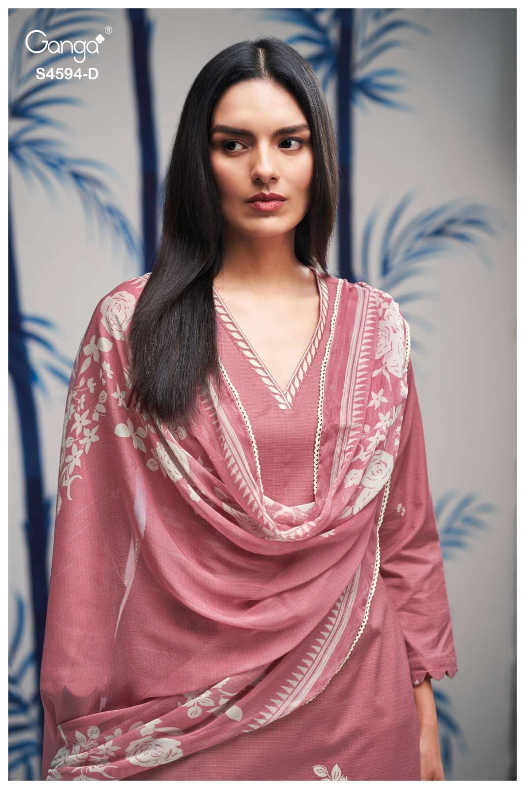 GANGA FASHION DHYARA 4594 COTTON PRINT WITH EMBROIDERY WORK SALWER KAMEEZ 