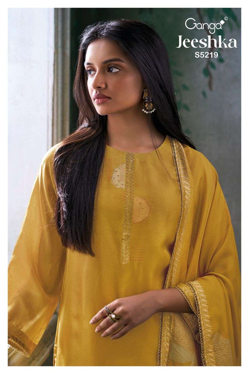 GANGA FASHION JEESHKA 5219 VISCOSE WOVEN JACQUARD SALWER KAMEEZ BEST RATE DEALER 