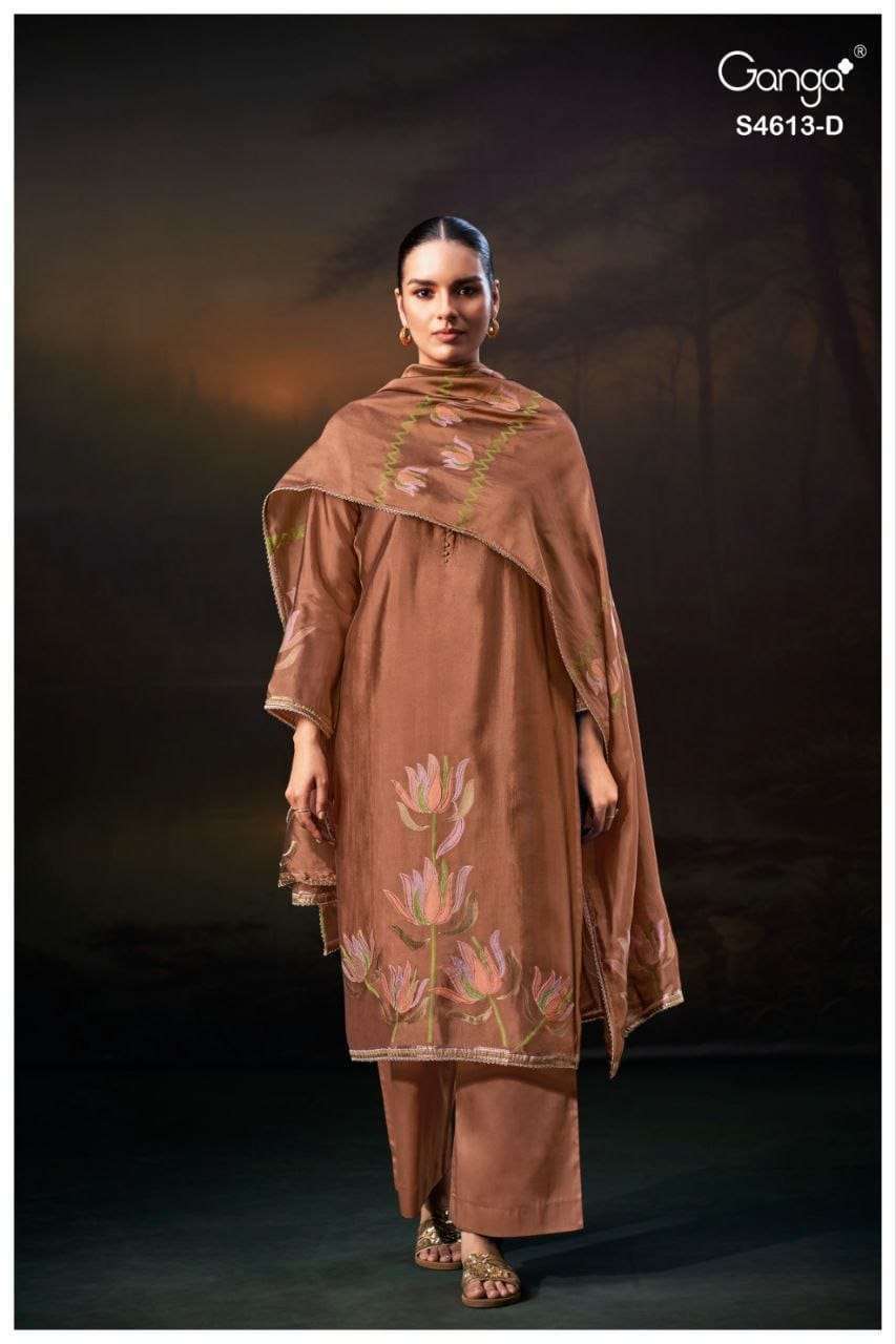 GANGA FASHION KEZRA 4613 VISCOSE WOVEN SILK JACQUARD EMBROIDERED SUIT SUPPLIER 
