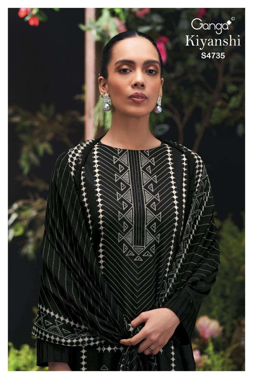 GANGA FASHION KIYANSHI 4735 HAND EMBROIDERED COTTON SALWER KAMEEZ BEST RATE DEALER 