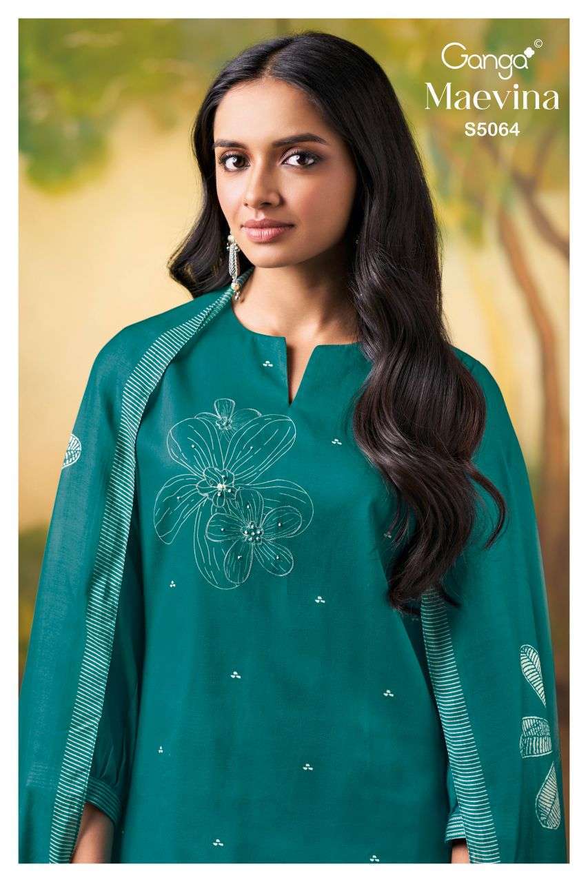 GANGA FASHION MAEVINA 5064 PREMIUM COTTON SATIN EMBROIDERY SUIT WHOLESALER BEST RATE 