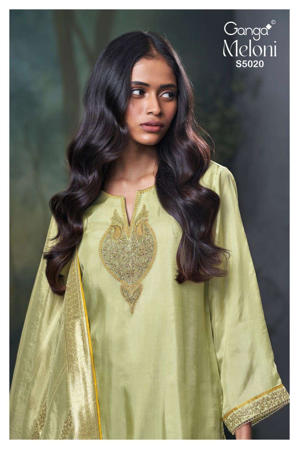 GANGA FASHION MELONI 5020 BEMBERG HABUTAI SILK EMBROIDERY SALWER KAMEEZ BEST RATE 