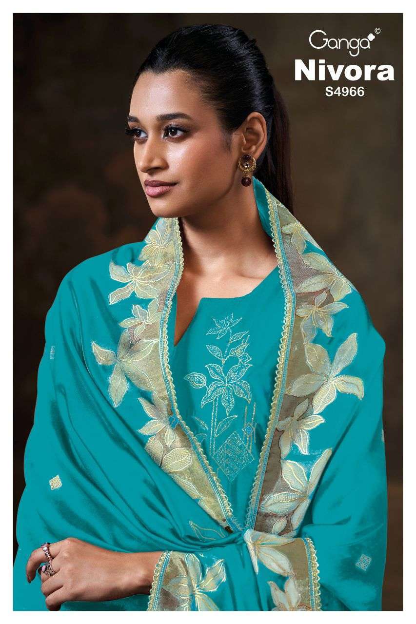 GANGA FASHION NIVORA 4966 VISCOSE SILK JACQUARD SUIT WHOLESALER BEST RATE 2026
