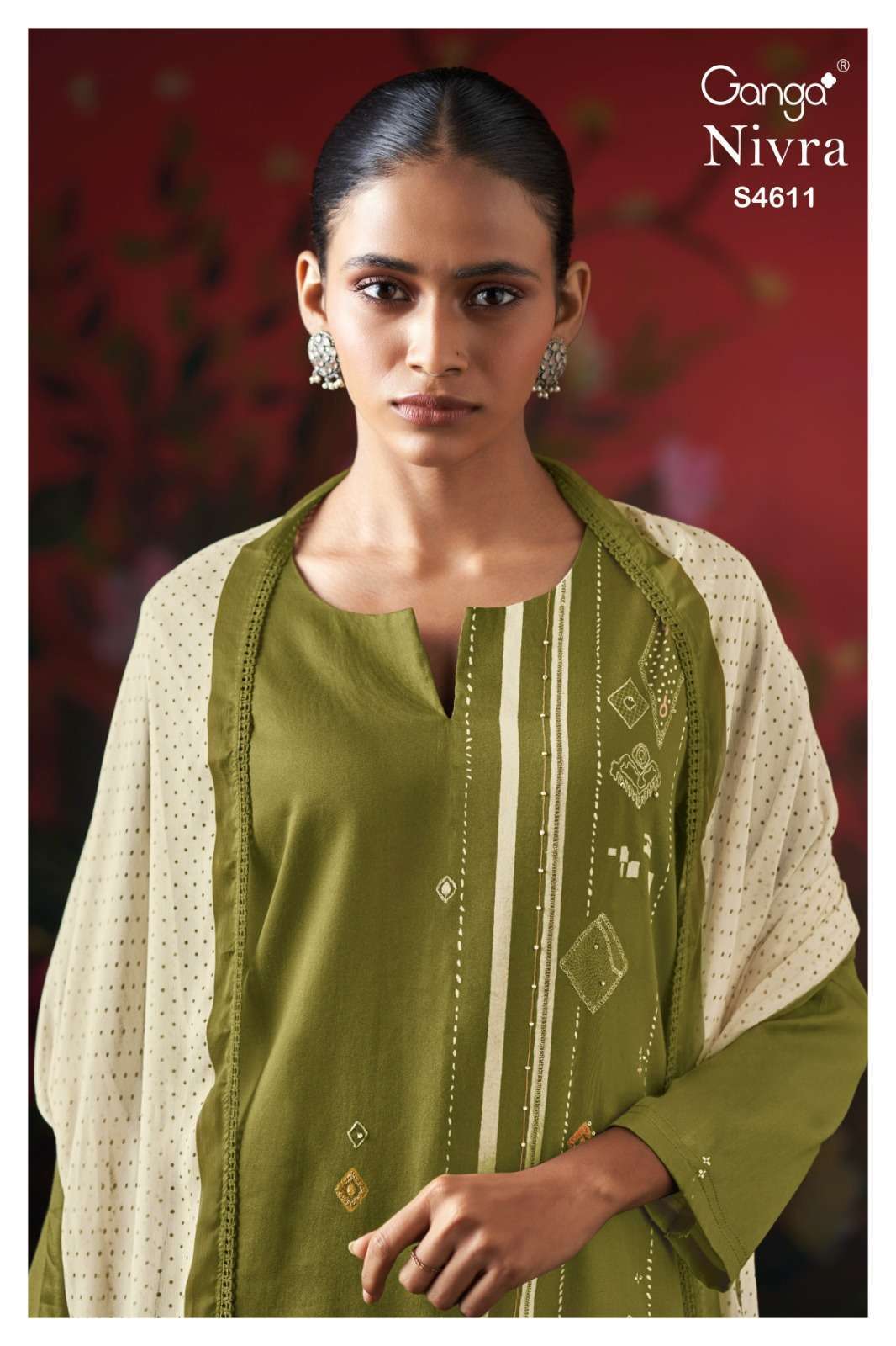 GANGA FASHION NIVRA 4611 COTTON SATIN EMBROIDERY SUIT WHOLESALER 2026