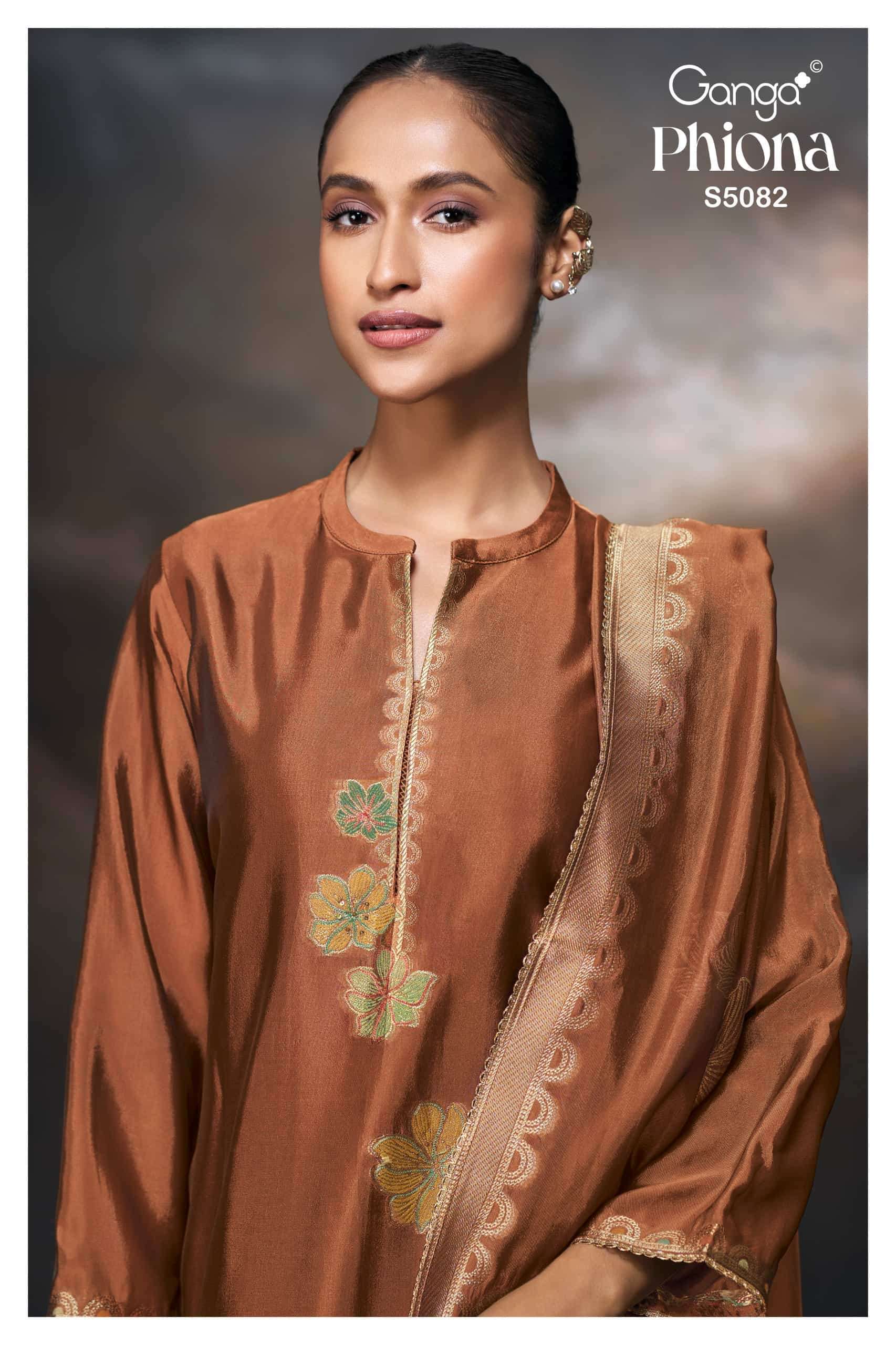 GANGA FASHION PHIONA 5082 COLORS PURE VISCOSE SILK SUIT WHOLESALER 