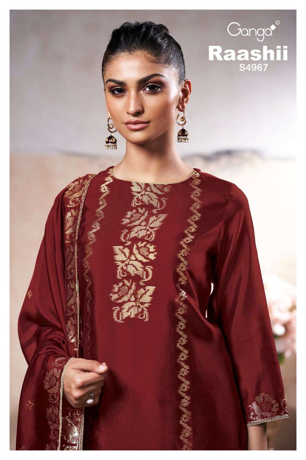 GANGA FASHION RAASHI 4967 VISCOSE WOVEN SILK JACQUARD SALWER KAMEEZ BEST RATE 