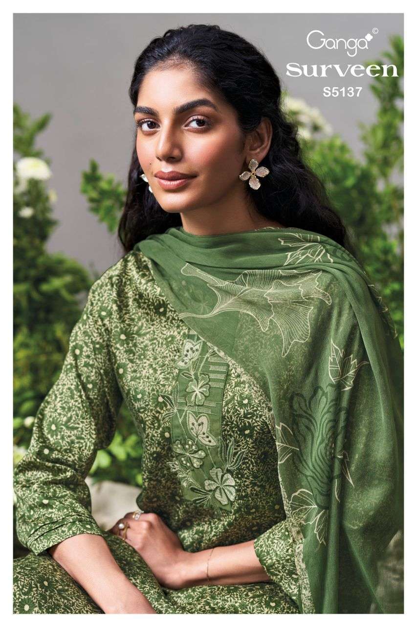 GANGA FASHION SUREVEEN 5137 EMBROIDERY COTTON SATIN SALWER KAMEEZ BEST RATE DEALER 2026