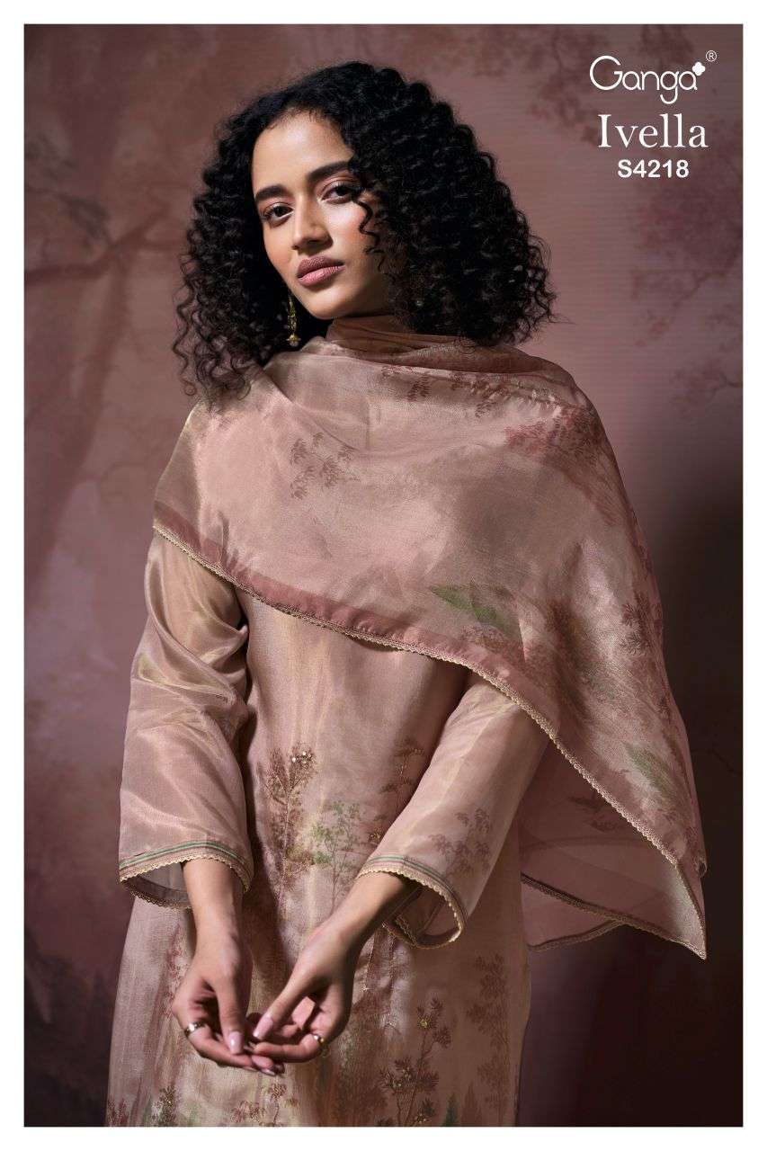 GANGA IVELLA 4218 BEMBERG SILK SALWER KAMEEZ BEST RATE DEALER 