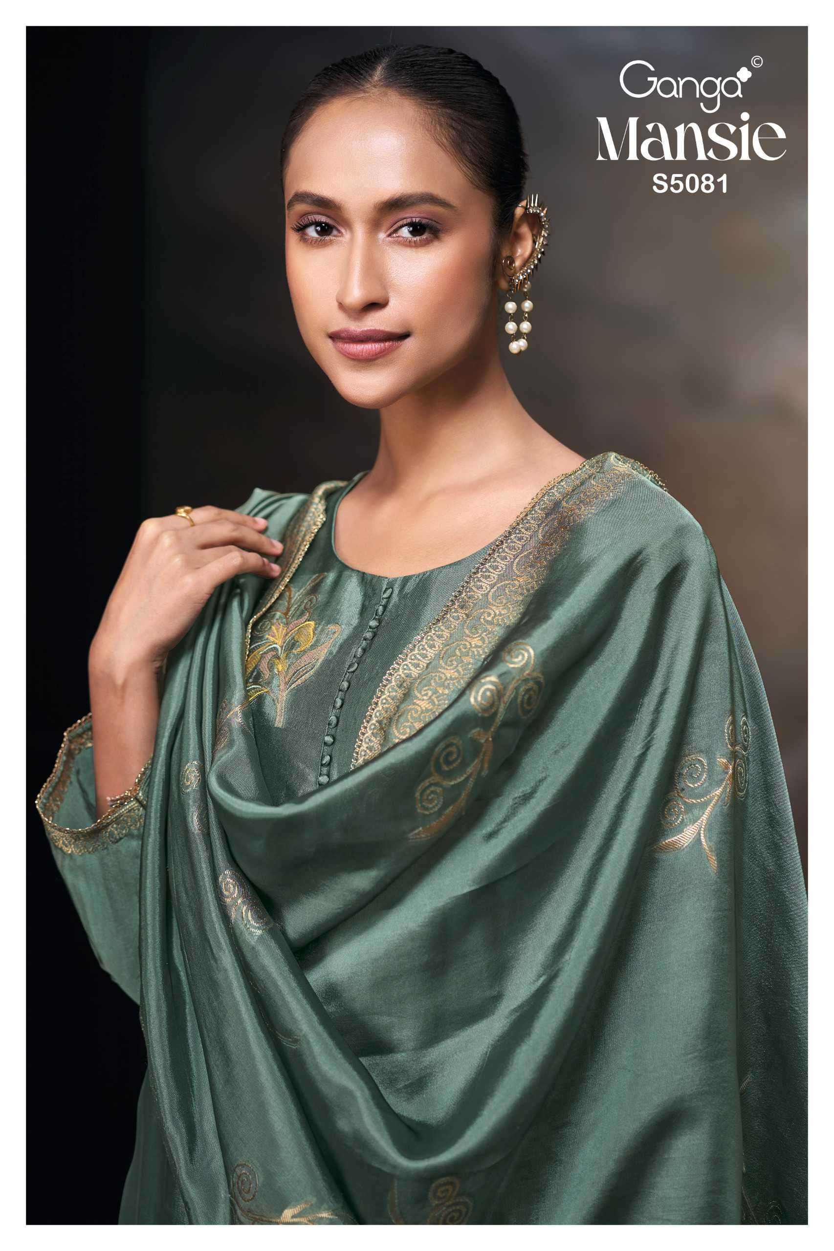 GANGA MANSIE 5081 COLORS HAND EMBROIDERED VISCOSE SILK SALWER KAMEEZ BEST RATE 2026