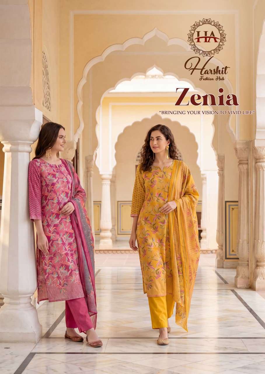 HARSHIT FASHION ZENIA JAM DISCHARGE PRINTED CASUAL WEAR SUIT WHOLESALER BEST RATE 
