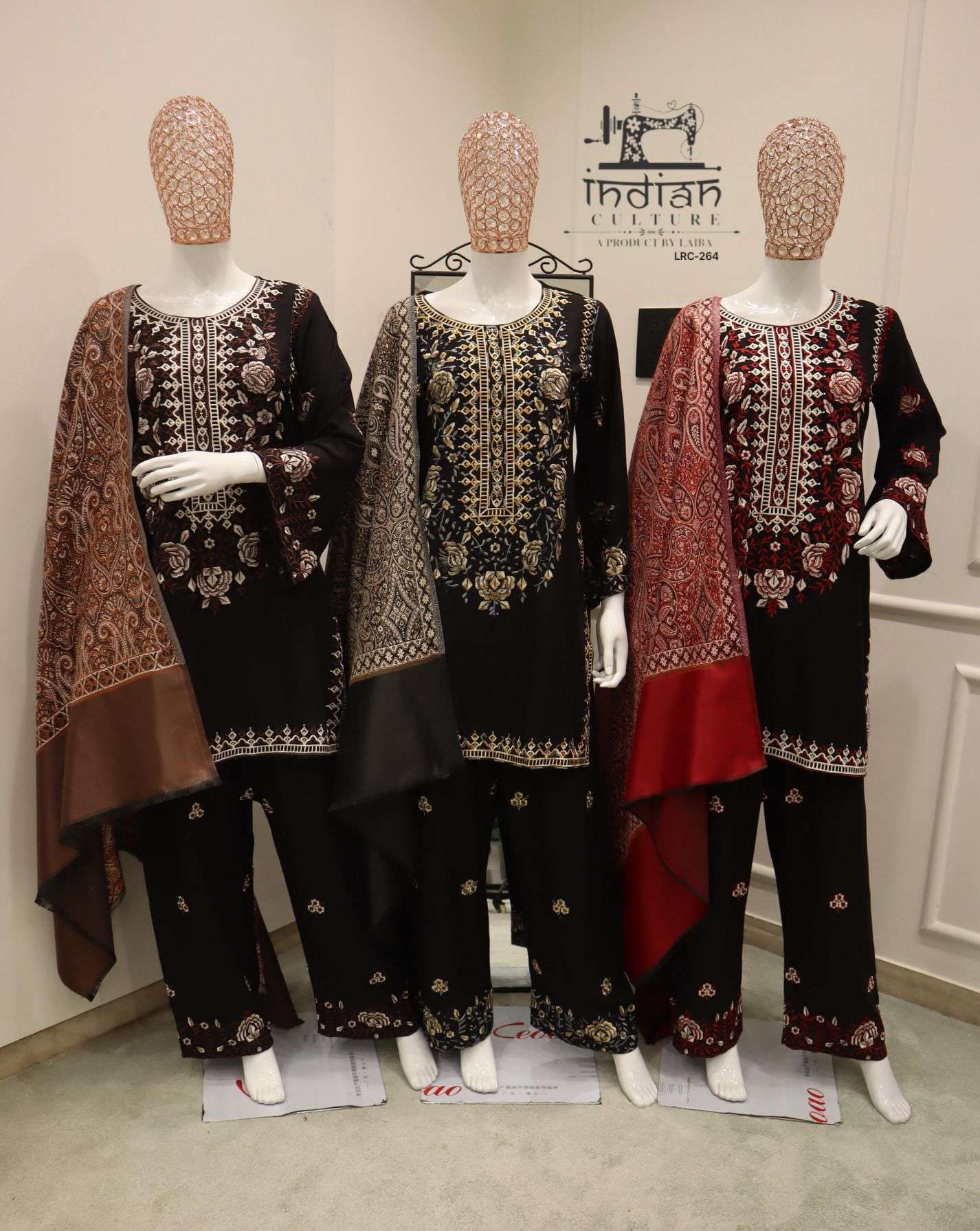 INDIAN CULTURE 264 PURE LAWN DESIGNER READYMADE 3 PIECE SET WHOLESALER 