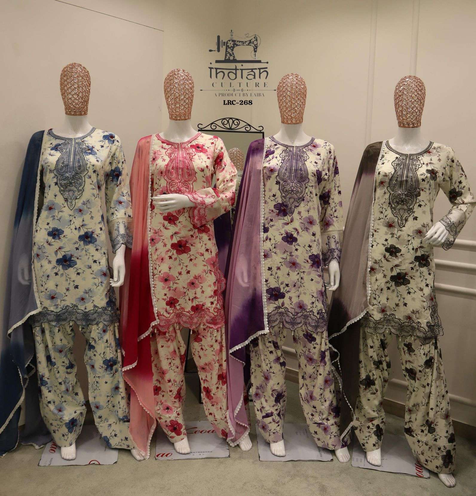 INDIAN CULTURE LRC 268 NEW COLORS PURE COTTON READY MADE 3 PCS SET WHOLESALER BEST RATE 