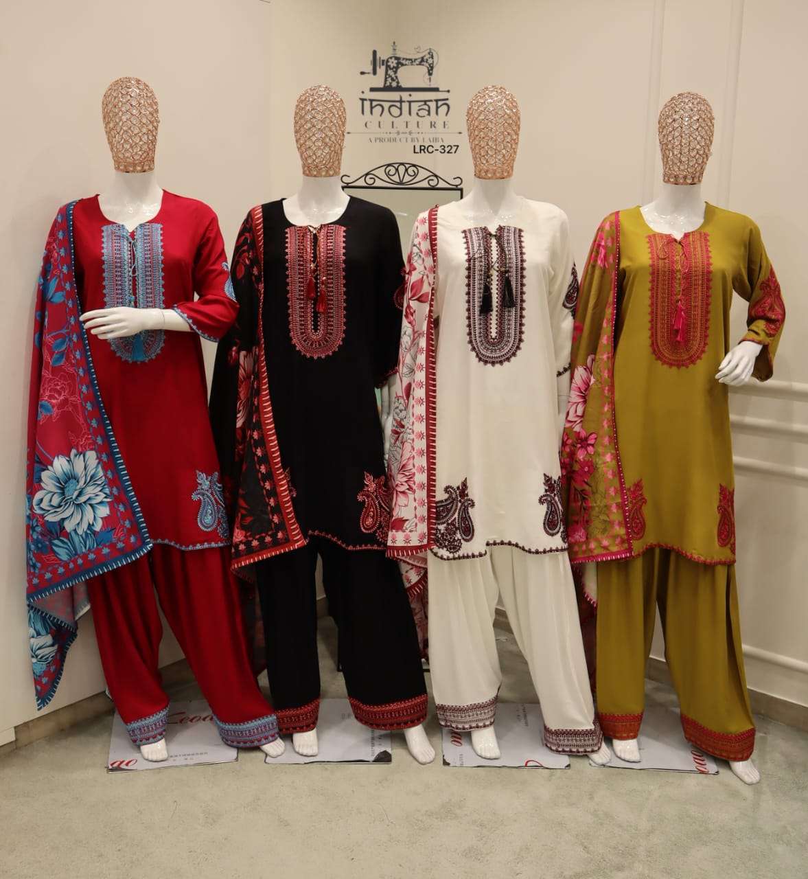 INDIAN CULTURE LRC 327 PURE COTTON RAYON PRINTED READYMADE SUIT WHOLESALER BEST RATE 