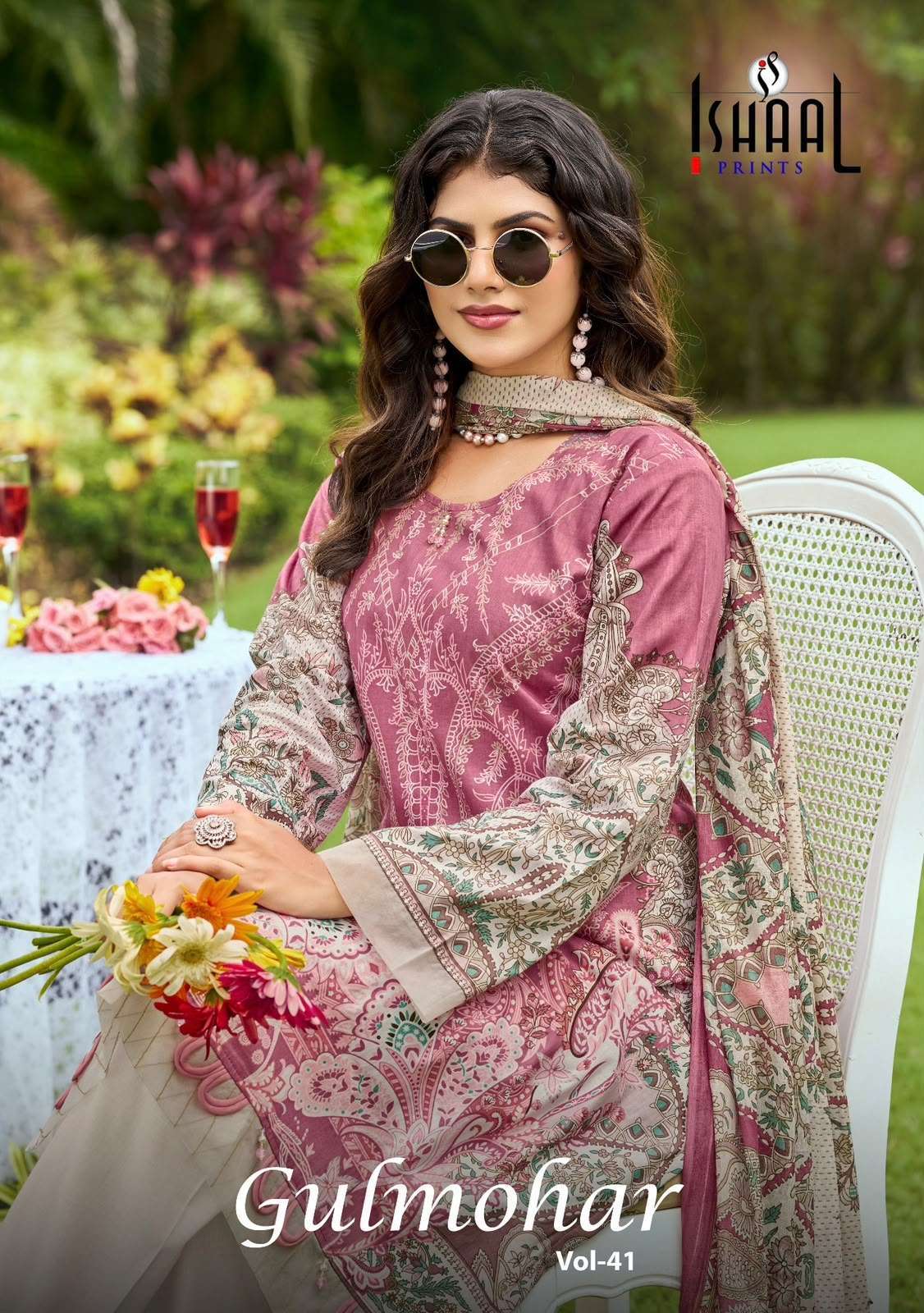 ISHAAL PRINT GULMOHAR VOL 41 LAWN COTTON EMBROIDERY SUIT WHOLESALER 