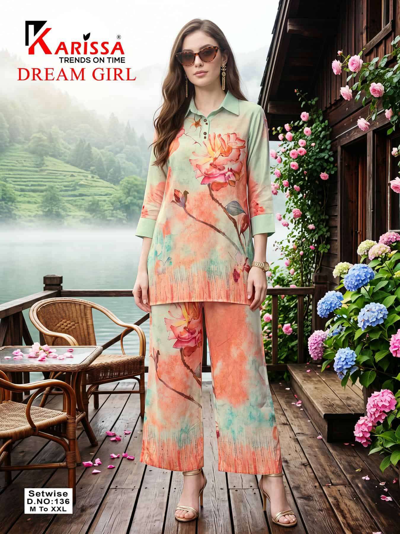 KARISSA DREAM GIRL MUSLIN DIGITAL PRINT HANDWORK CORD SET WHOLESALER BEST RATE 