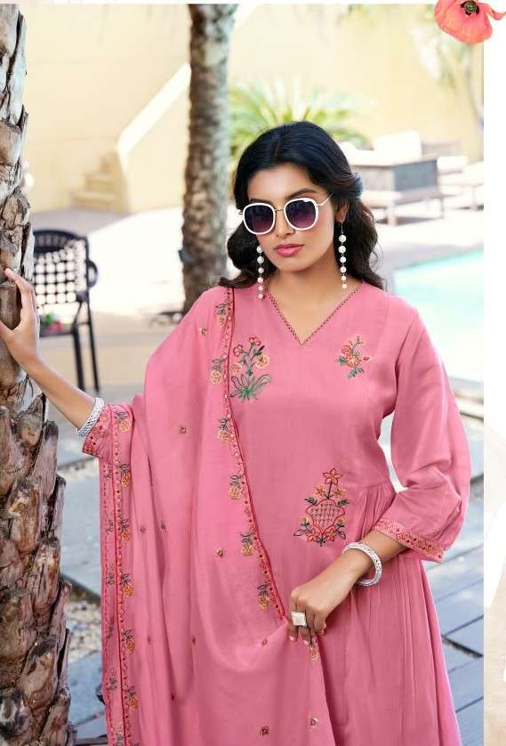 LADIES FLAVOUR 3438 TO 3440 PARTY WEAR FANCY EMBROIDERED READYMADE SUIT WHOLESALER 