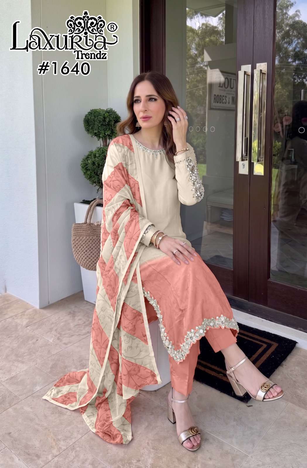 LAXURIA TRENDZ 1640 COLORS SATIN FANCY WORK READYMADE SALWER KAMEEZ BEST RATE 2026