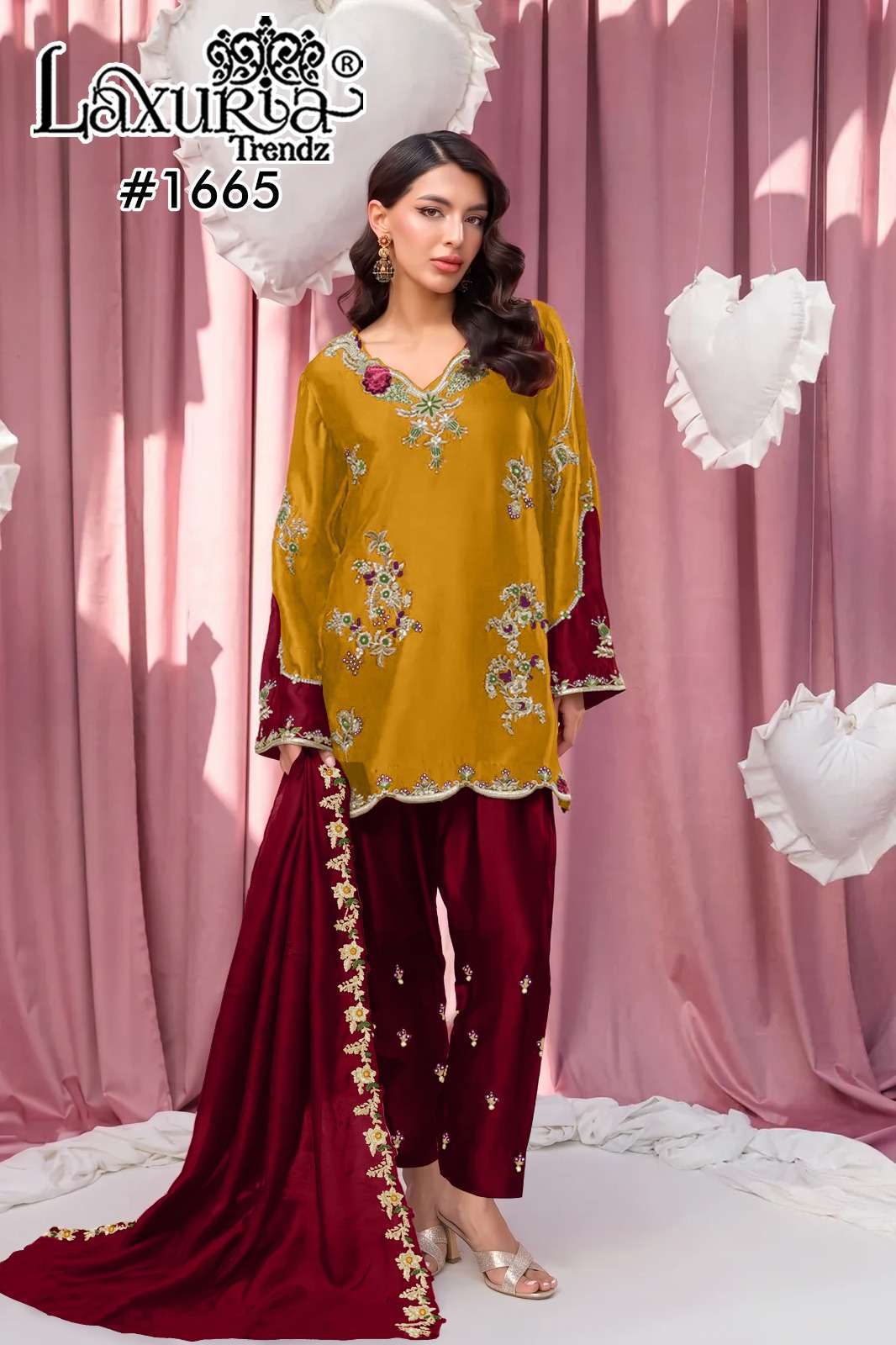 LAXURIA TRENDZ 1665 JAM SATIN PARTY WEAR READYMADE SALWER KAMEEZ WHOLESALE PRICE 