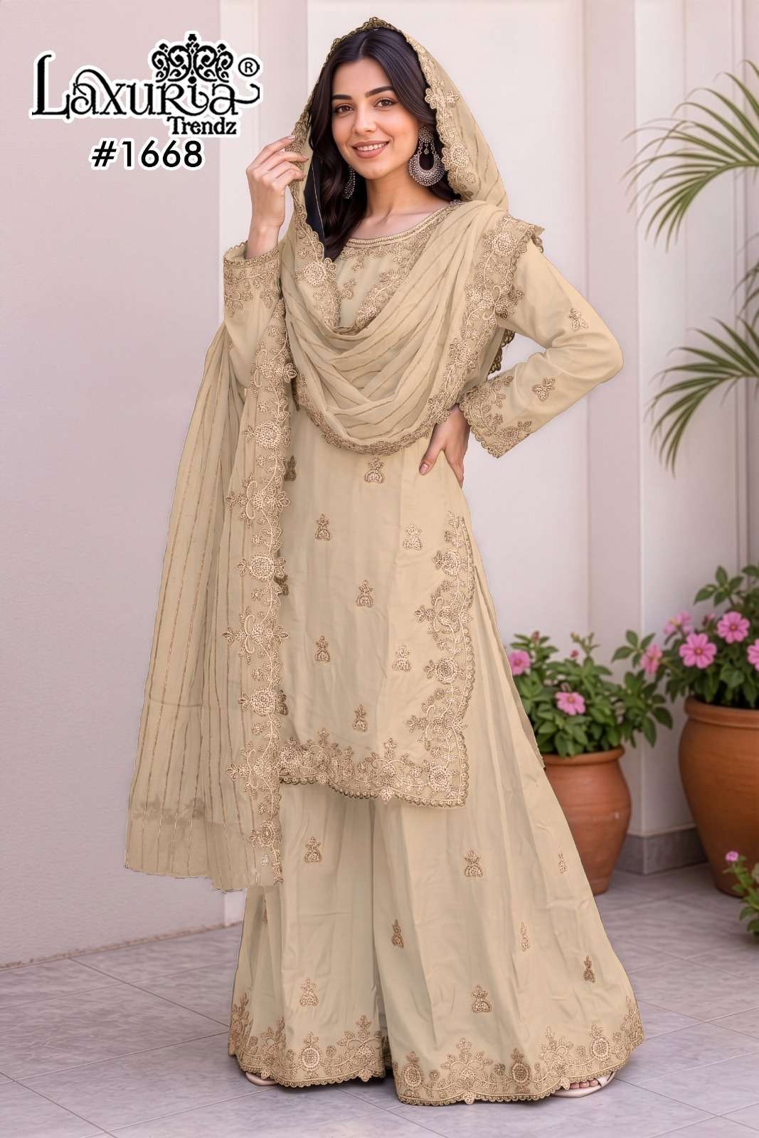 LAXURIA TRENDZ 1668 CREPE SILK EMBROIDERED SALWER KAMEEZ BEST RATE 