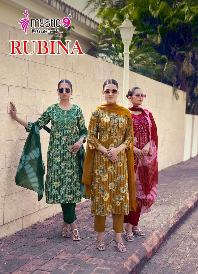 MYSTIC 9 RUBINA VOL 12 FANCY EMBROIDERED READYMADE SUIT WHOLESALER 