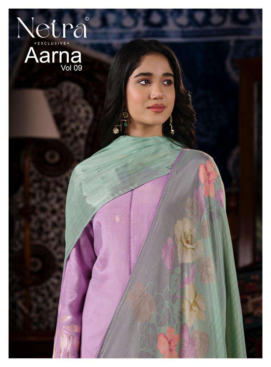 NETRA AARNA VOL 9 BEMBERG MUSLIN JACQUARD DESIGNER SALWER KAMEEZ BEST RATE 