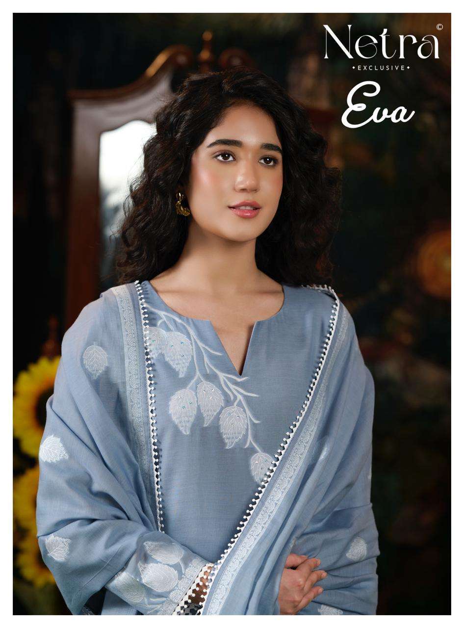 NETRA EVA MAL CHANDERI PURE BANARASI HANDWORK SALWER KAMEEZ BEST RATE 