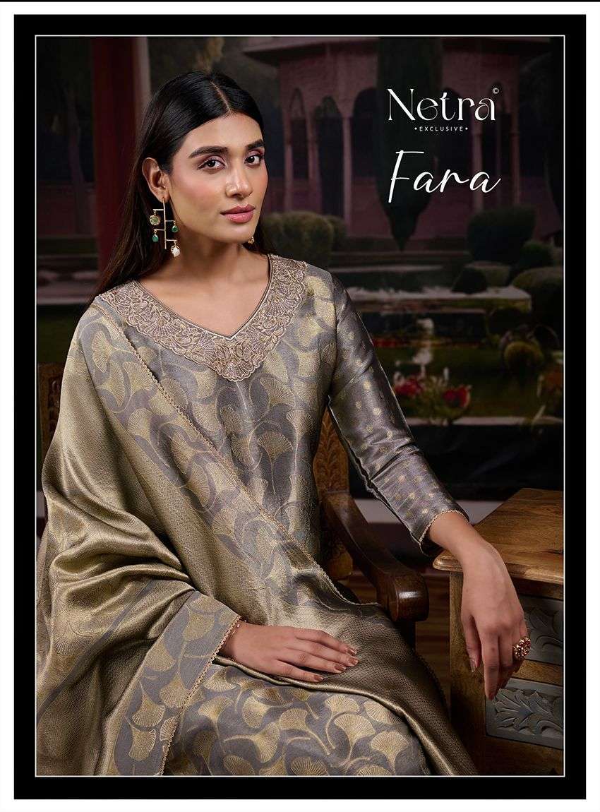 NETRA FARA BEMBERG SILK JACQUARD WITH EMBROIDERY SALWER KAMEEZ BEST RATE DEALER 