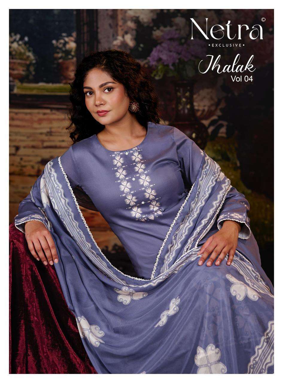 NETRA JHALAK VOL 4 PURE COTTON HAND EMBROIDERY SUIT WHOLESALER BEST RATE 