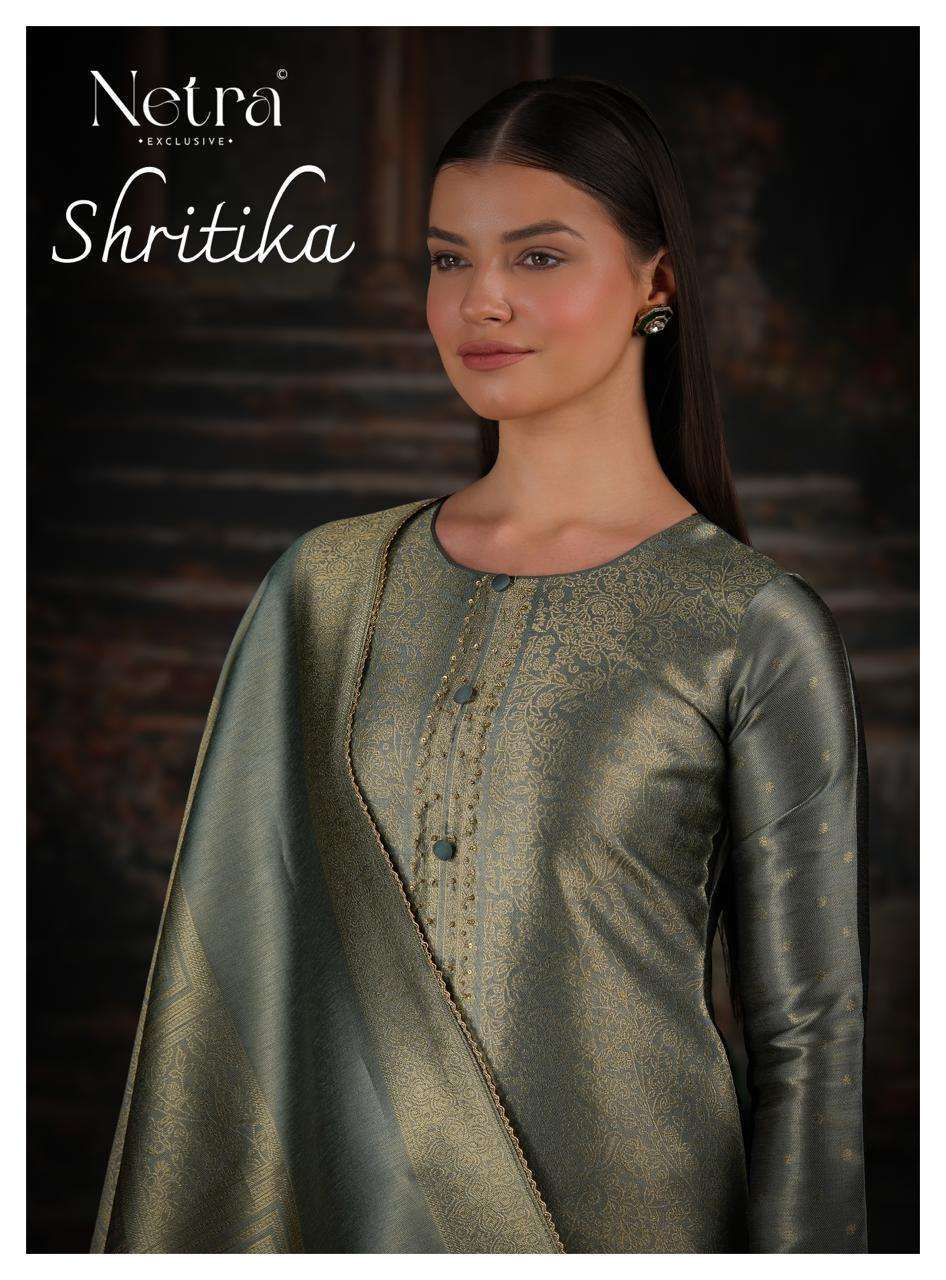 NETRA SHRITIKA BEMBERG SILK FANCY WORK DESIGNER SALWER KAMEEZ WHOLESALER 