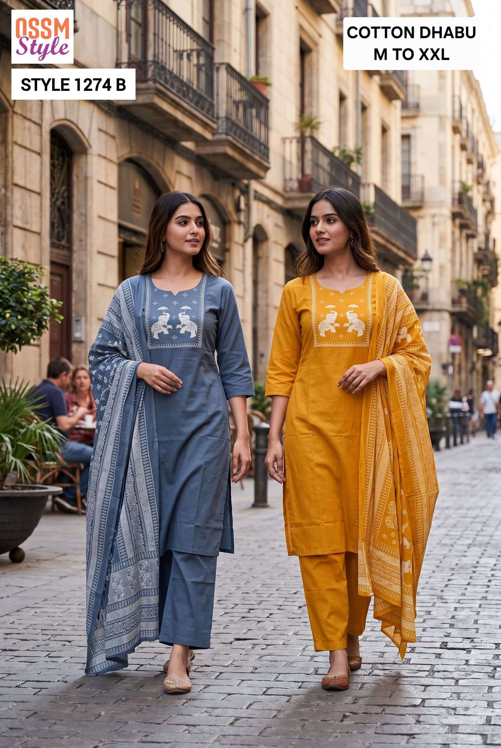 OSSM STYLE 1274 CASUAL WEAR DHABU COTTON READYMADE 3 PCS WHOLESALER 